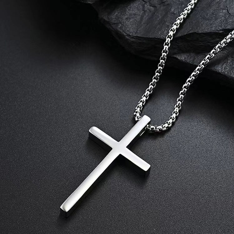 Wholesale  titanium steel glossy cross men's necklace