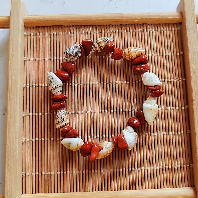 Wholesale Natural Gravel Amethyst Pink Quartz Strawberry Crystal Conch Shell Bracelet ACC-BT-Youl005
