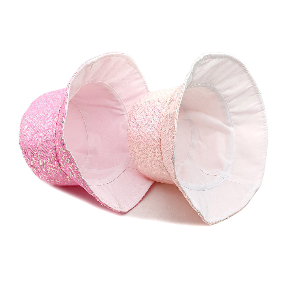 Wholesale  Sequin Grid Stripe Stage Performance Reflective Basin Hat Bucket Hat