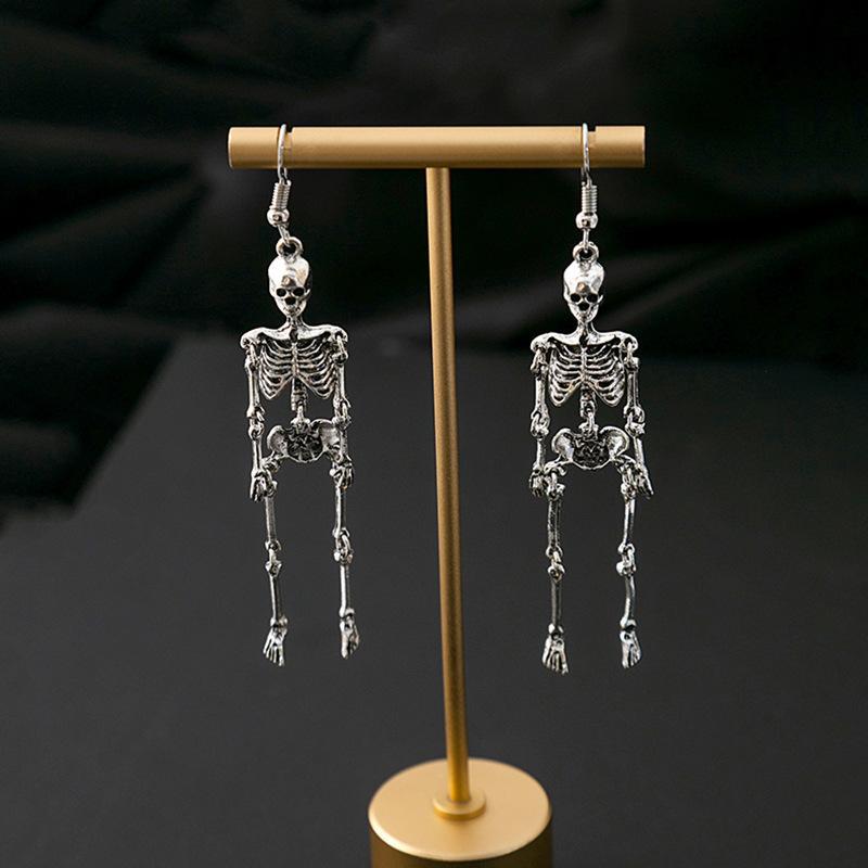 Wholesale Halloween Human Skull Blue Mesh Punk Earrings ACC-ES-ZhuiWo001