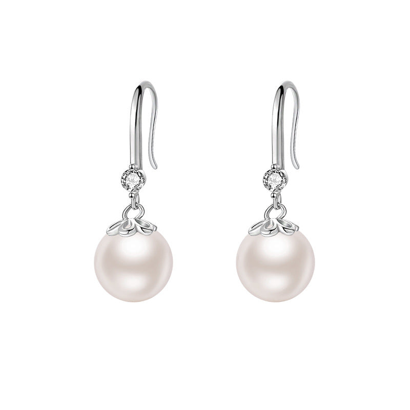 Wholesale s999 sterling silver vintage pearl earrings