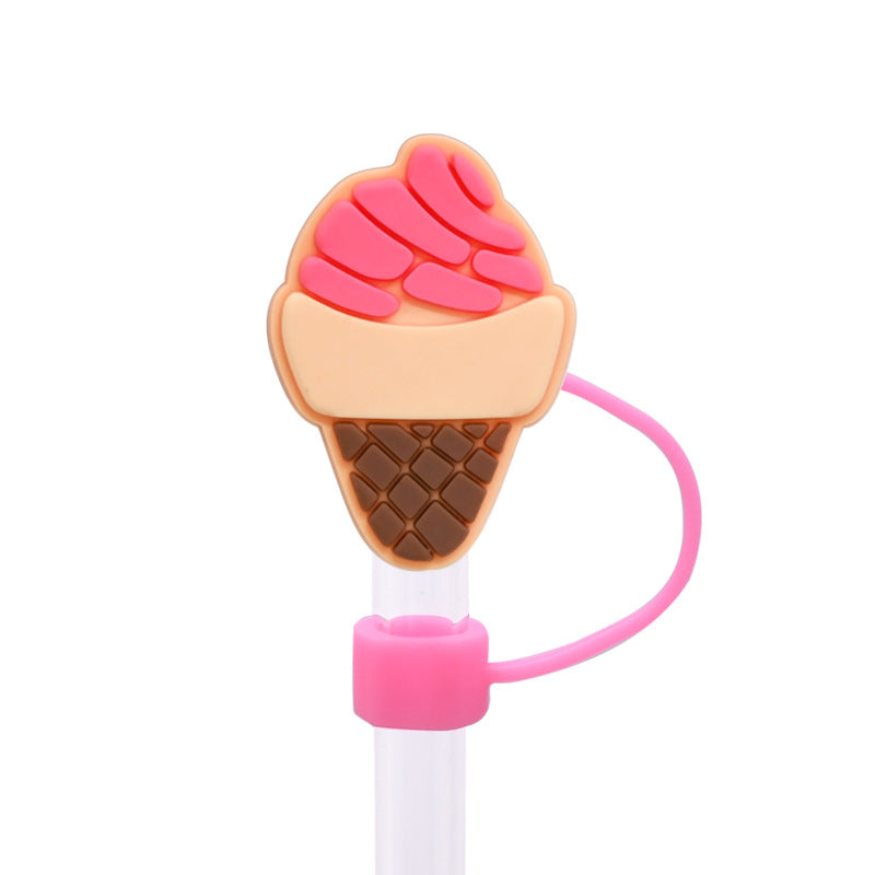 Wholesale Random 100pcs Bread Series Straw Cover 10MM Straw Tube Cap