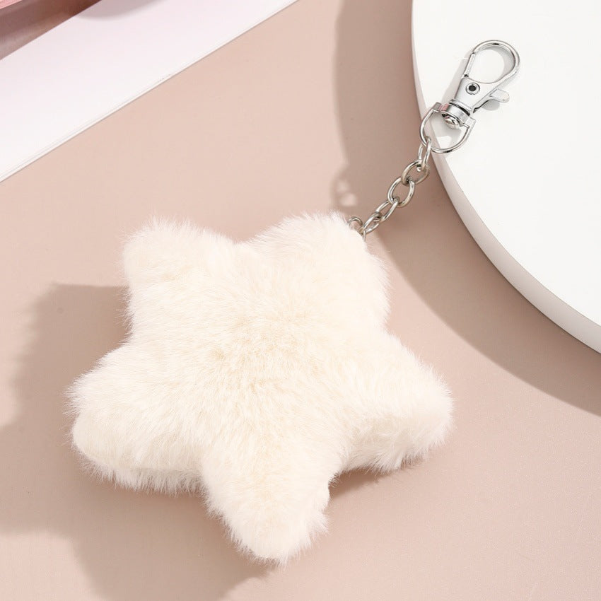 Wholesale New Autumn and Winter Five-Pointed Star Plush Keychain Pendant Small Gift Imitation Rabbit Fur Ball Star Women' s Bag Car Pendant