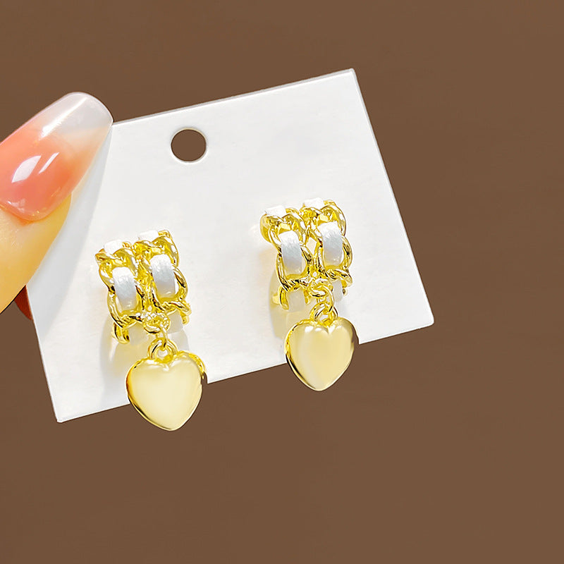 Wholesale Double Leather Chain Love Earrings