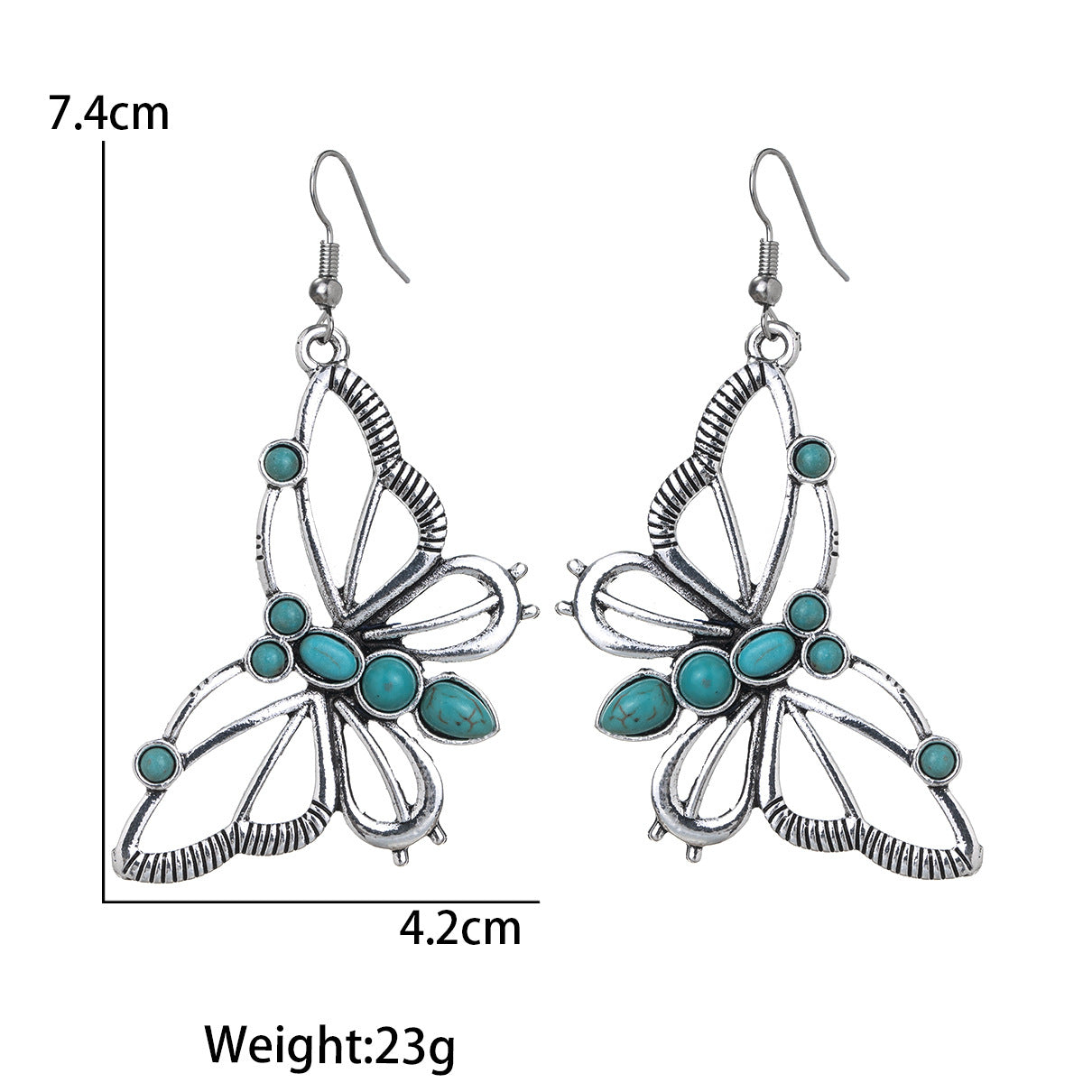 Wholesale Vintage Alloy Butterfly Hollow Dangle Earrings Fashion Jewelry for Women