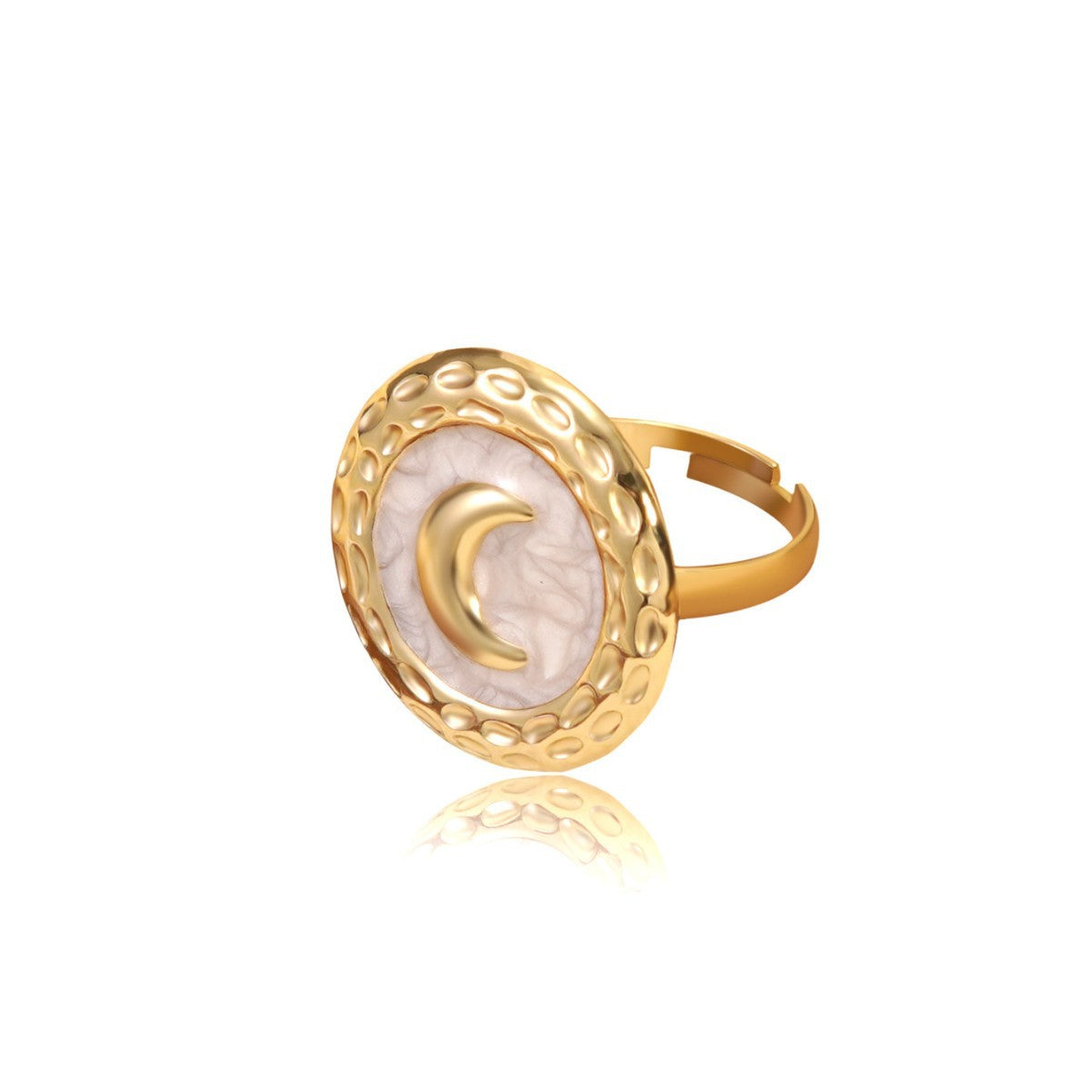 Wholesale stainless steel geometric ring  oil-dripping moon ring