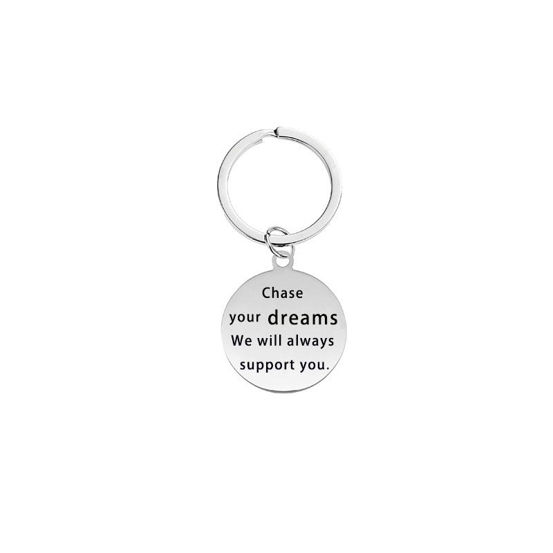 Wholesale Stainless Steel Double Sided Engraved Inspirational Keychain Gift For Couples And Family Creative Fashion Accessory