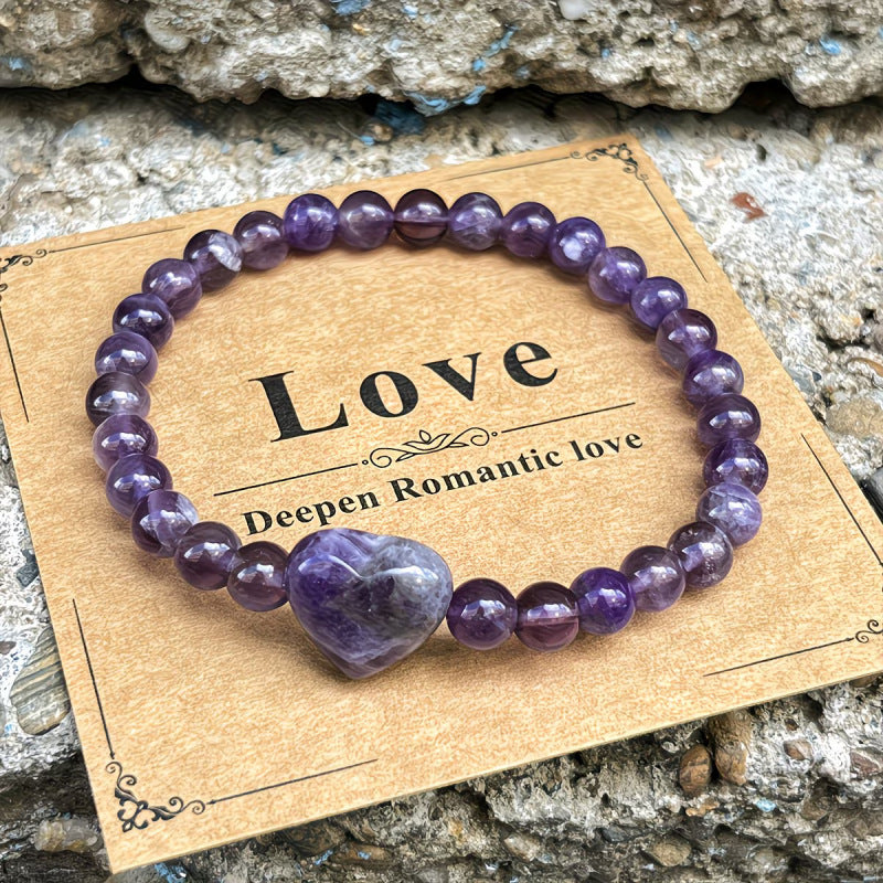 Wholesale Natural Amethyst Heart Shaped Beaded Bracelet Women S Fashion Jewelry Gift For Everyday Wear And Boutique Resale