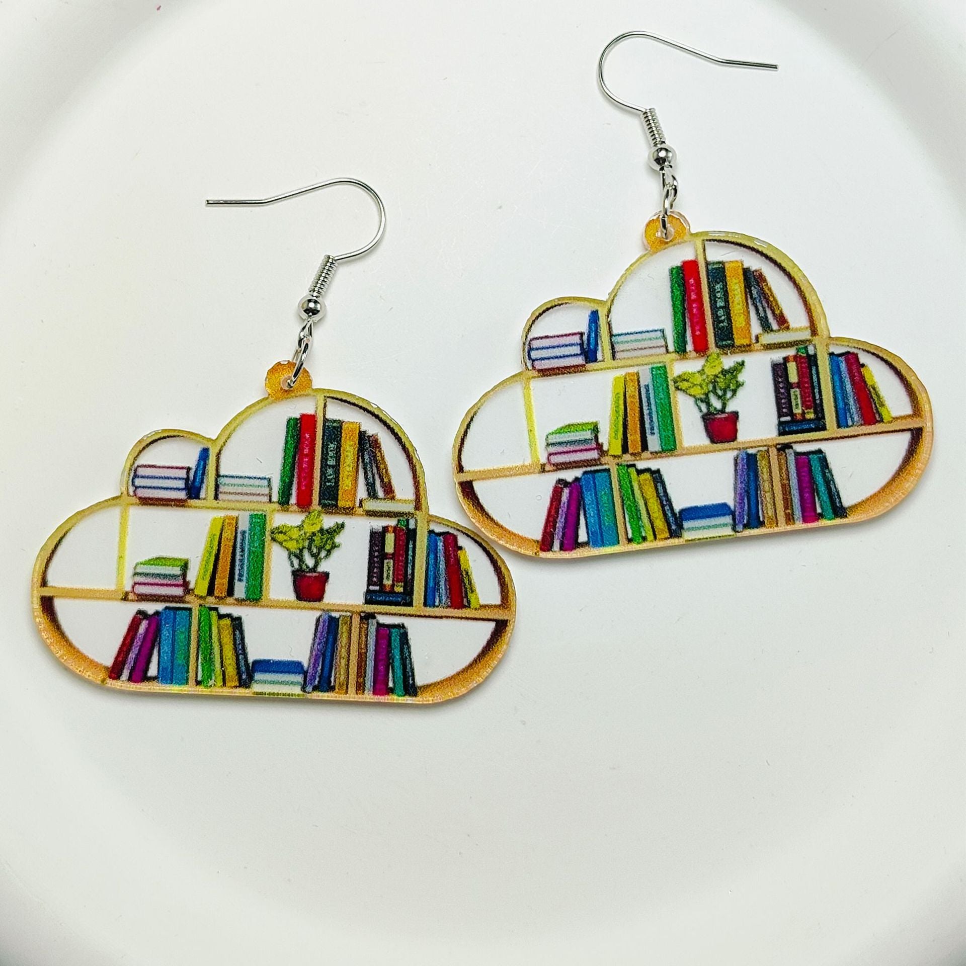 Wholesale Bookshelf Love Cloud Earrings Gift Acrylic Earrings ACC-ES-Qiyu005