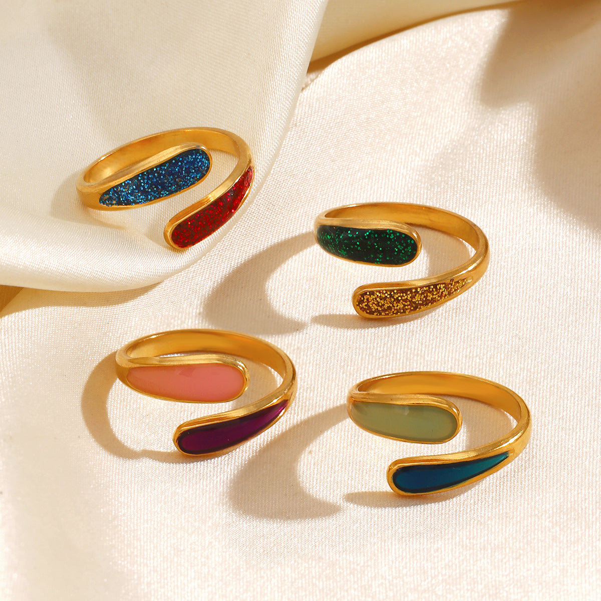 Wholesale Geometric Oil Drip Stainless Steel Ring Fashion Accessory for Everyday Wear or Gift