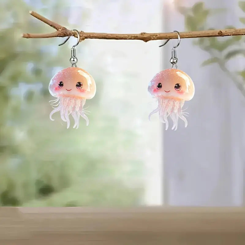 Wholesale Cute Cartoon Jellyfish 2D Acrylic Earrings