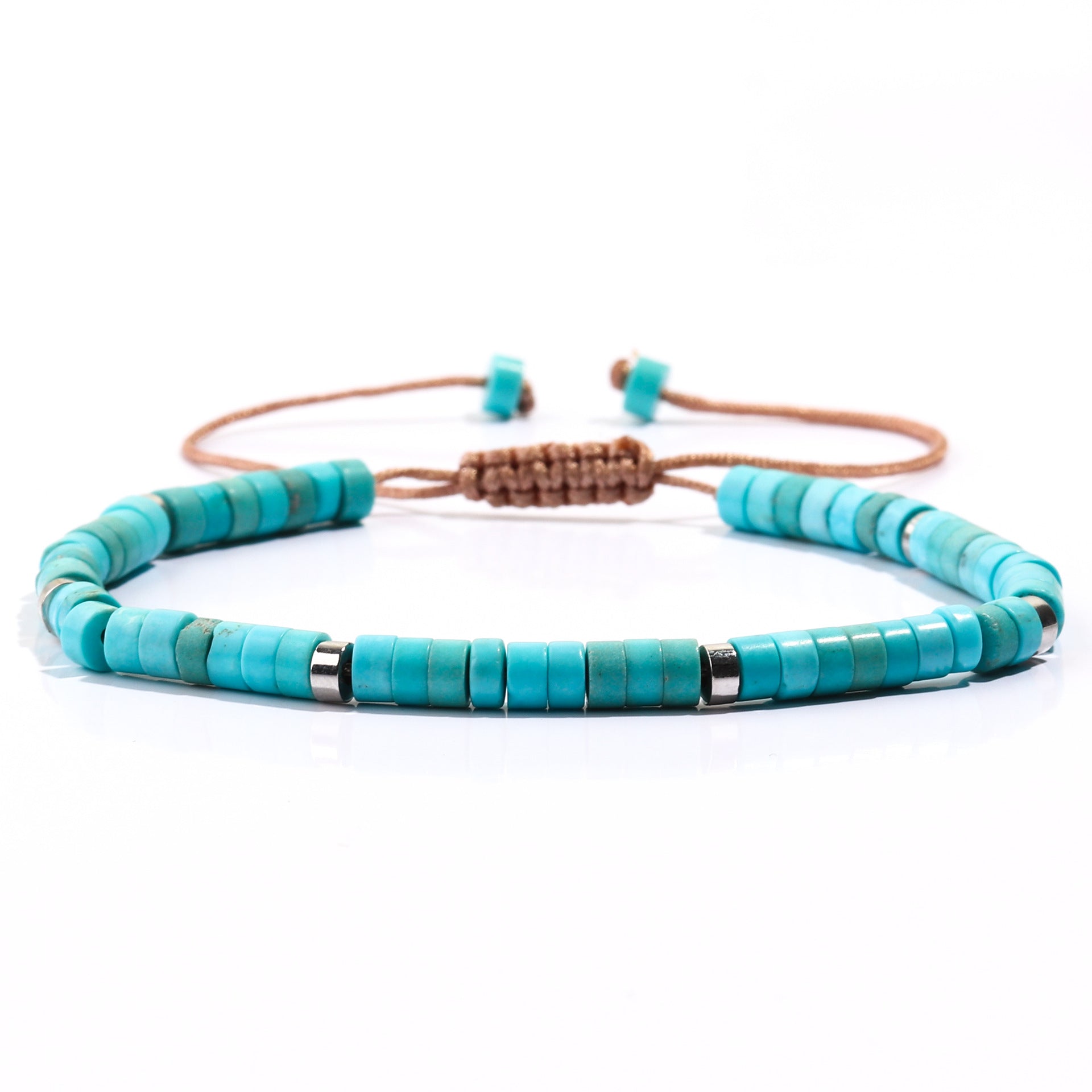 Wholesale Handmade Beads Bohemian Natural Stone Cylindrical Flat Bead Bracelet ACC-BT-FenRui012