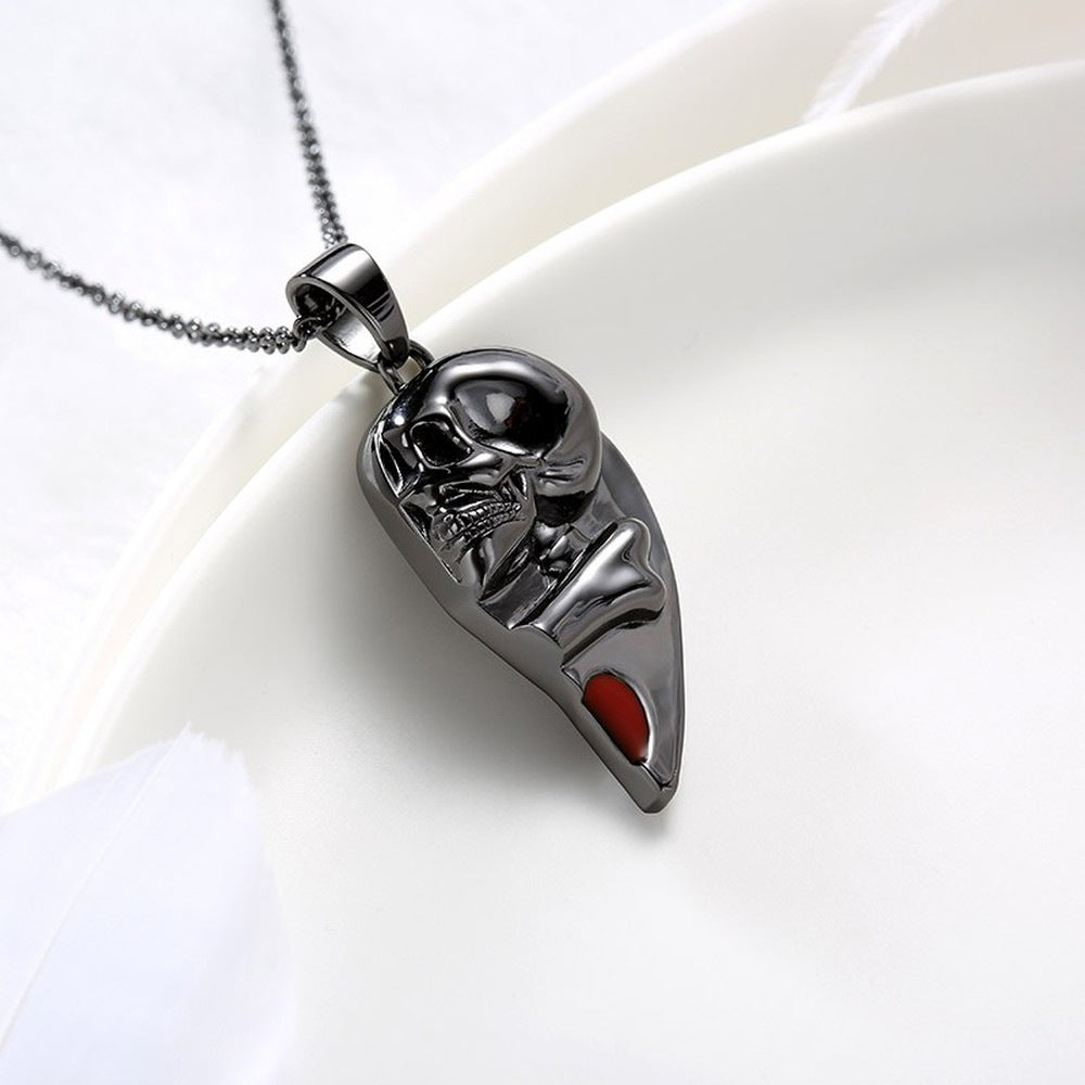Wholesale Heart Shaped Punk Style Skull Red Love Magnetic Necklaces ACC-NE-XuanMo002