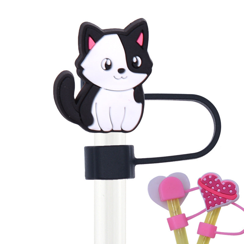 Wholesale Random 100pcs Animal Pet Cat Straw Cover 10MM Straw Tube Cap