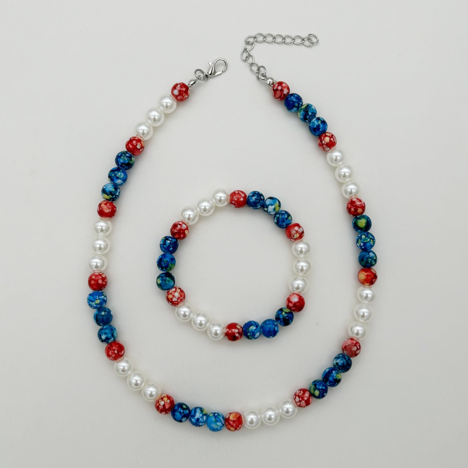 Wholesale American Independence Day Flag Color Beaded Necklace