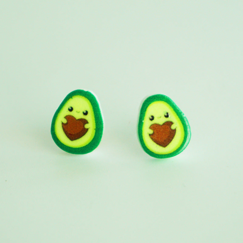 Wholesale 2 Pairs/Pack UFO Turtle Shell Strawberry Avocado Acrylic Earrings ACC-ES-HY096