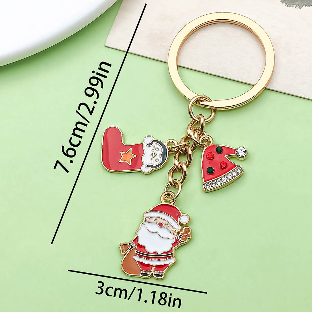 Wholesale Christmas oil drop alloy  snowman bell  keychain
