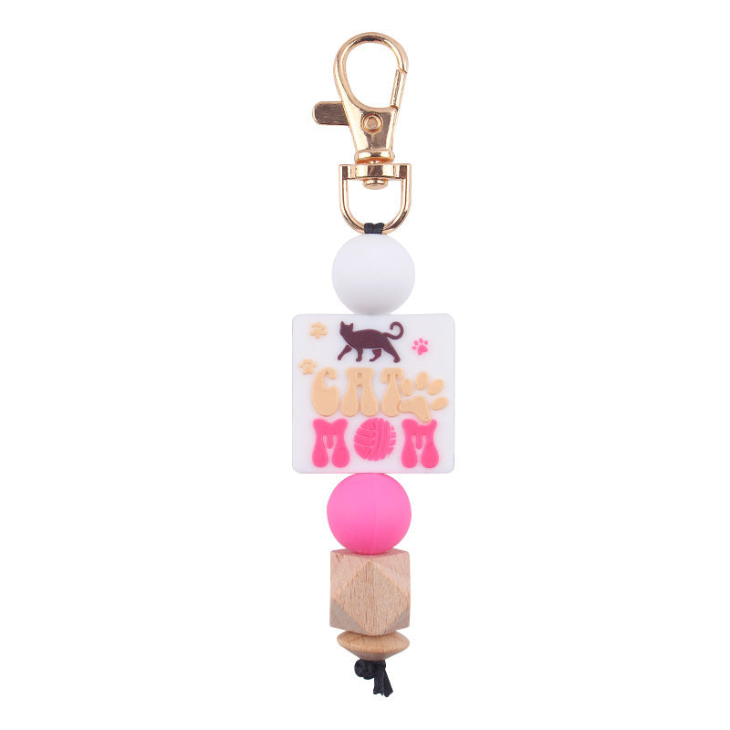 Wholesale MaMa Silicone Beaded Keychain Mother's Day Creative Keychain ACC-KC-GuangTian069