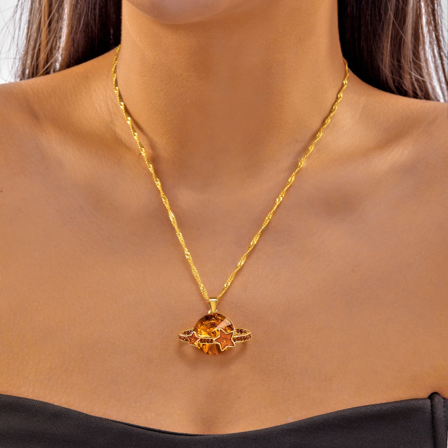 Wholesale Colorful planet star diamond necklace