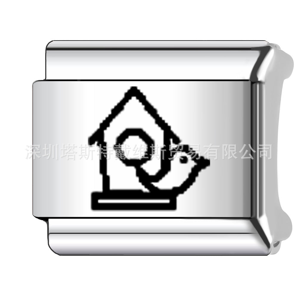 Wholesale 9mm Italian Charm Starter Bracelets DIY square Single Section Creative Stainless Steel Composable Bracelet