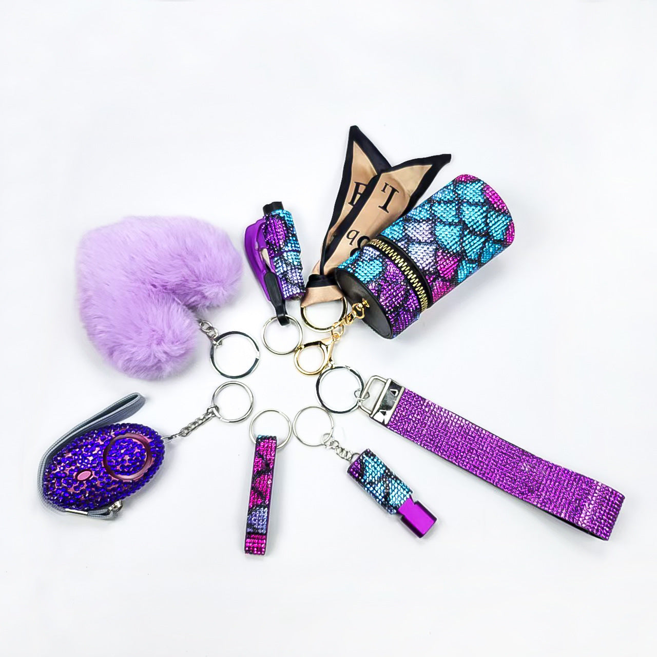 Wholesale  Colorful Outdoor DIY Keychain 7-piece Set Jewelry Accessories Keychain