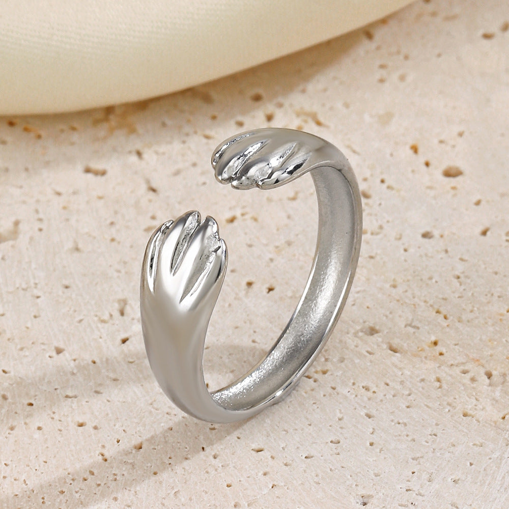 Wholesale Gold-Plated Stainless Steel Hip-Hop Retro Adjustable Ring Boutique Resale