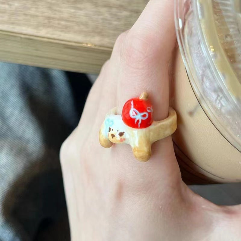 Wholesale  Funny Cartoon New Apple Dog Ring