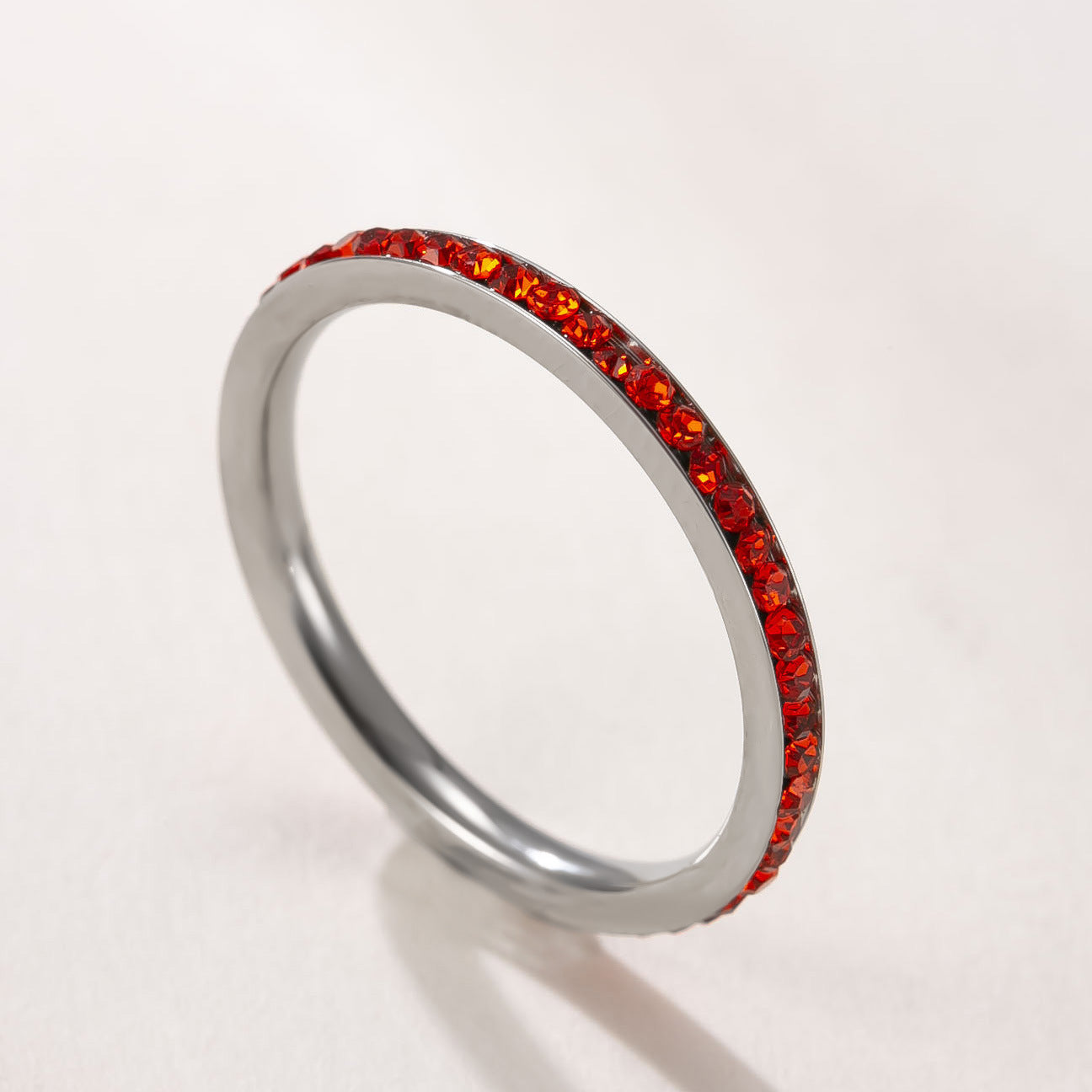 Wholesale Stainless Steel 2Mm Colored Diamond Couple Ring Chic Geometric Unisex Jewelry Accessory Gift