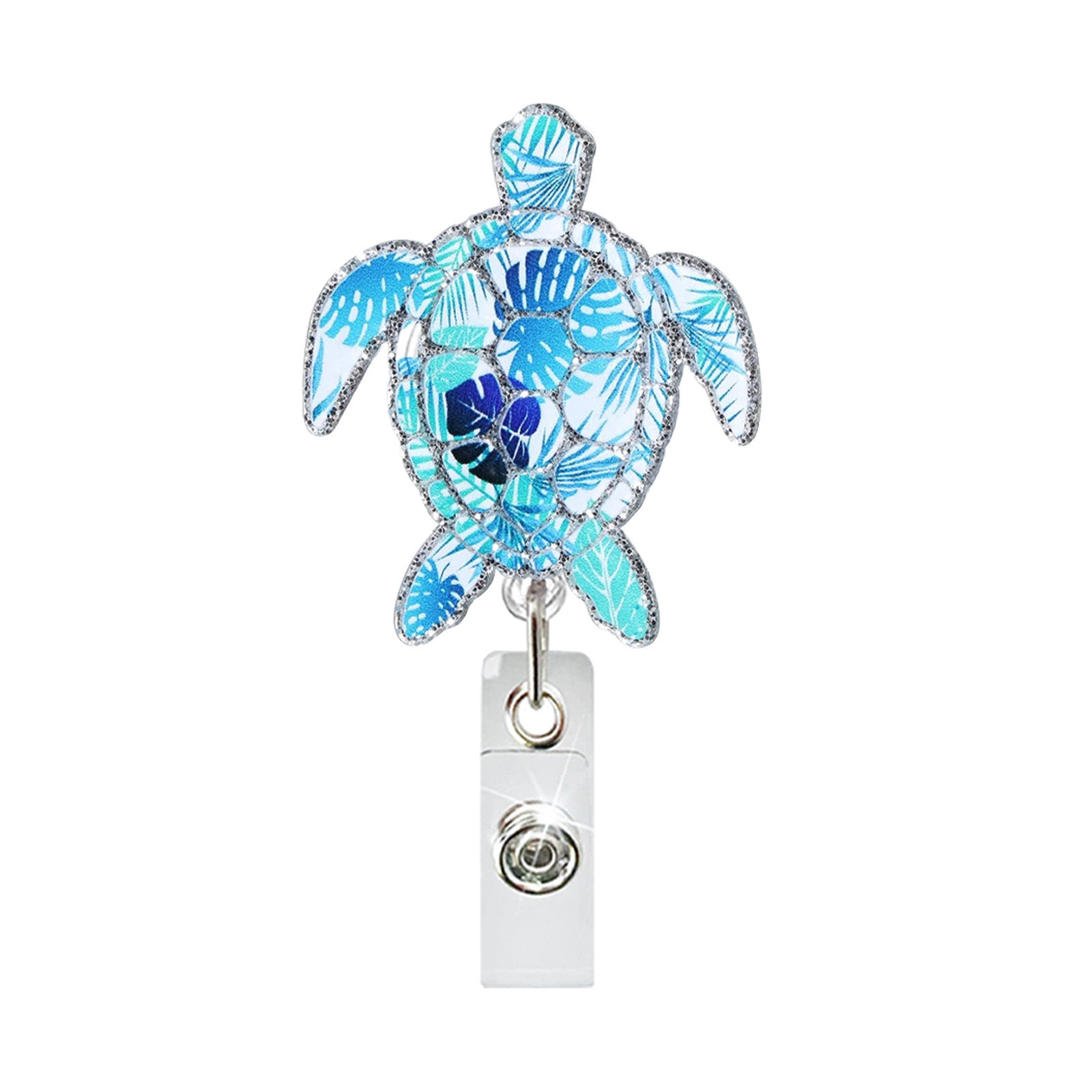 Wholesale Ocean-Themed Acrylic Retractable ID Badge Reel - nut Tree Dolphin Sea Turtle Design,  Office Gift