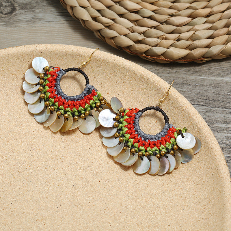 Wholesale Boho Ethnic Style Earrings Hand Braided Vintage Earrings Bohemian ACC-ES-Luox001