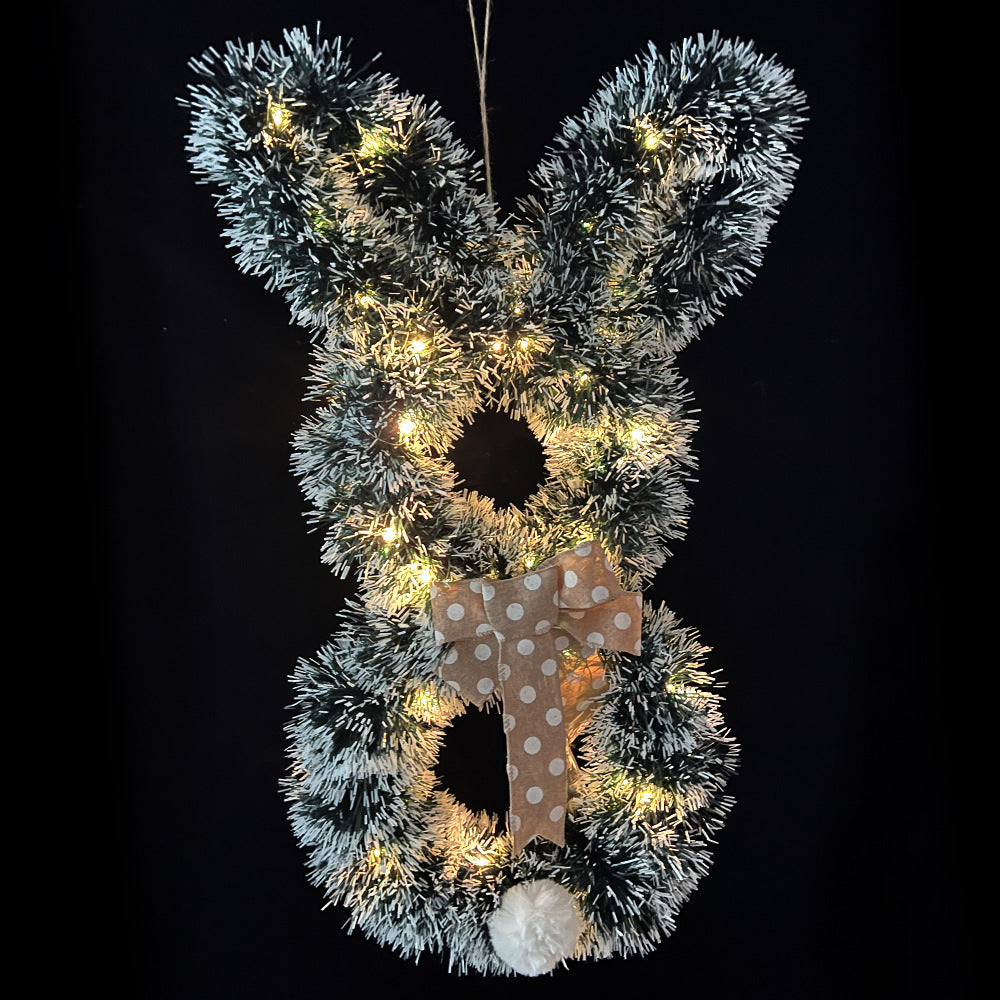 Wholesale  Easter Bunny Pendant Home Decorative Wall Hanging Door Hanging Folding Bunny Wreath Decoration