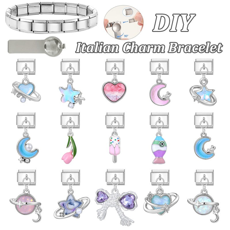 Wholesale Italian Charm Bracelet 9mm DIY Splicing Creative Pendant Stainless Steel Composable Bracelet