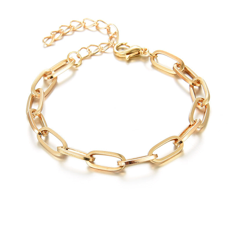 Wholesale Stylish Gold Paperclip Chain Bracelet Minimalist Hip Hop Chunky Jewelry Accessory For Women Boutique Resale
