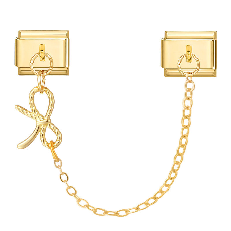 Wholesale 9mm Italian Charm Starter Bracelets DIY Double Hanger Stainless Steel Composable Bracelet