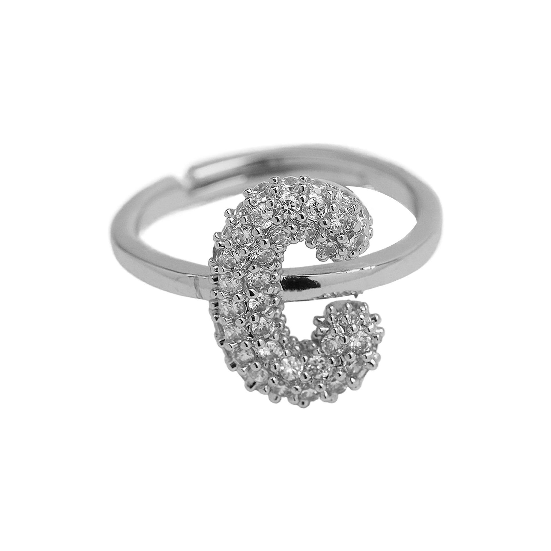 Wholesale  white gold balloon bubble cute 26 English letters open ring