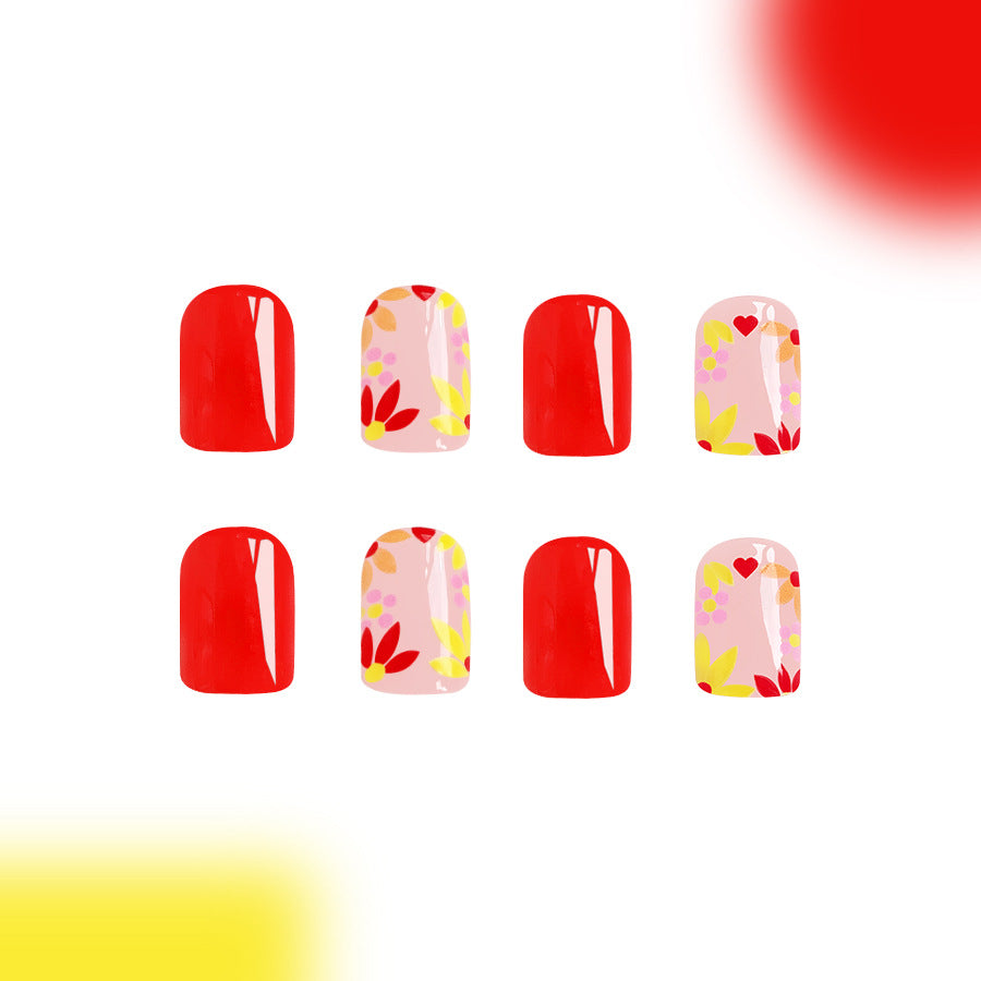 Wholesale 24 Pieces/box Flower Simple Press-on Nails Kits Nail Stickers ACC-NS-GuaiXL101
