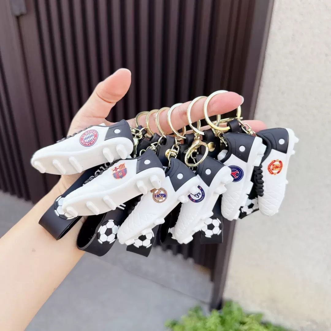 Wholesale PVC Soccer Shoe Keychain Pendant Trendy Gift for Football Fans Car Key Accessory
