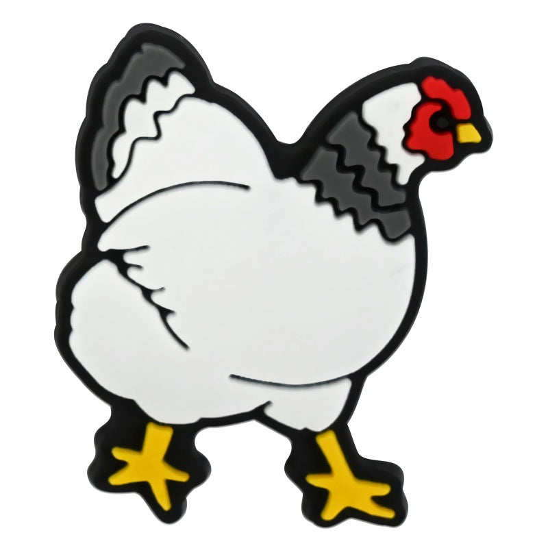 Wholesale Random 100pcs Rooster and Hen   PVC Soft Rubber Shoe Buckle Decoration