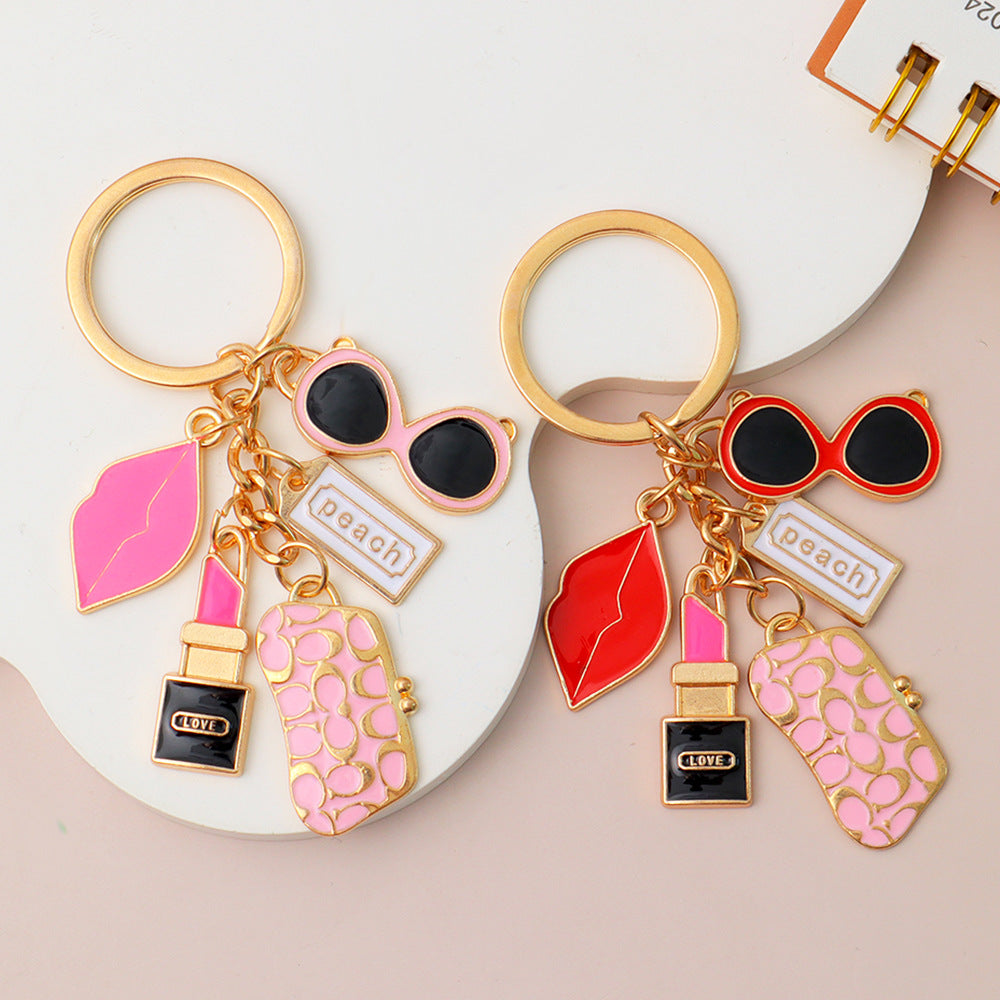 Wholesale Vintage Lipstick Keychain Enamel Pendant Bag Charm Fashion Accessory Gift
