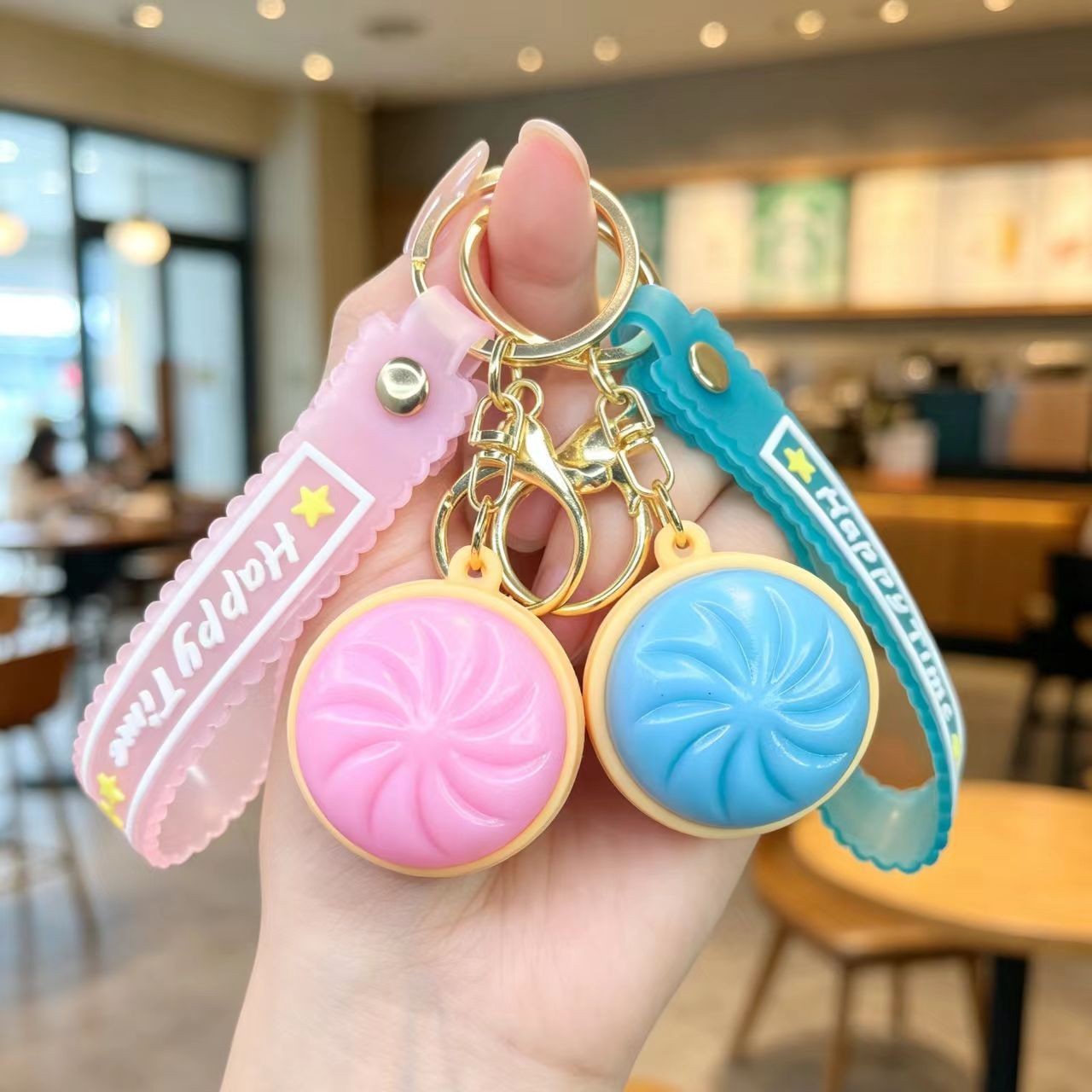 Wholesale Cartoon Realistic Flashing Squishy Bun Keychain Bag Charm for Everyday Use