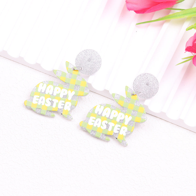 Wholesale Acrylic Easter Bunny Egg Earrings