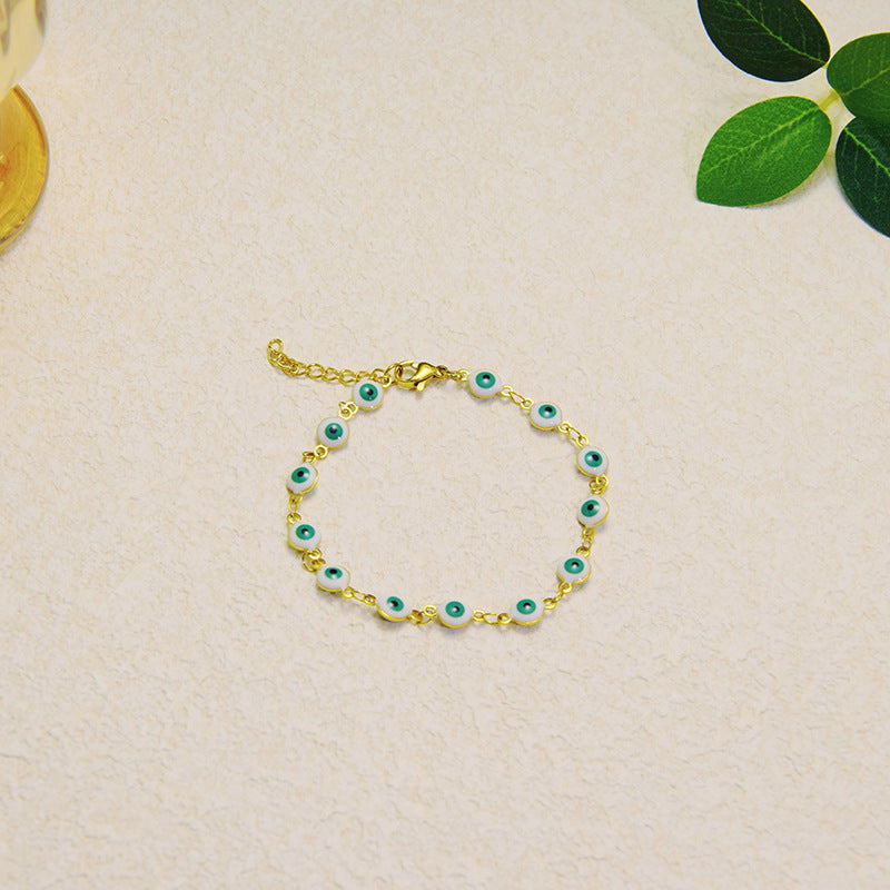 Wholesale 18K Colorful Devil's Eye Titanium Steel Bracelet