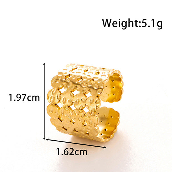 Wholesale Titanium steel stainless steel geometric flowers  opening adjustable ring