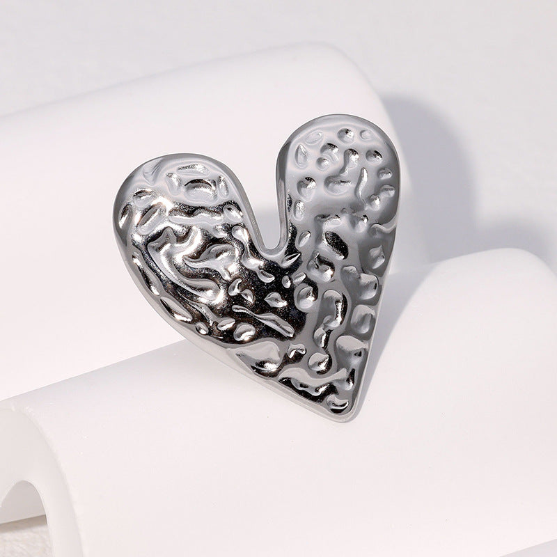 Wholesale exaggerated temperament heart-shaped stainless steel ring