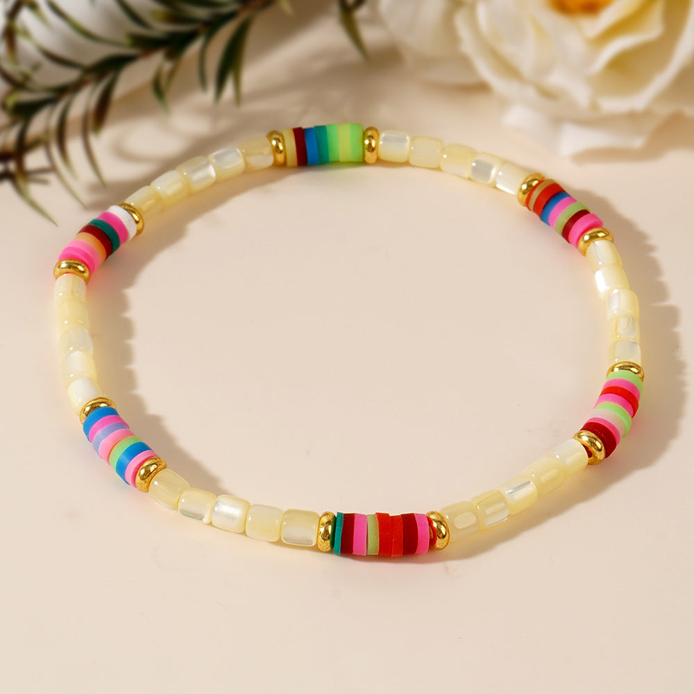 Bracelet de perle cylindrique perle coloré de glace colorée