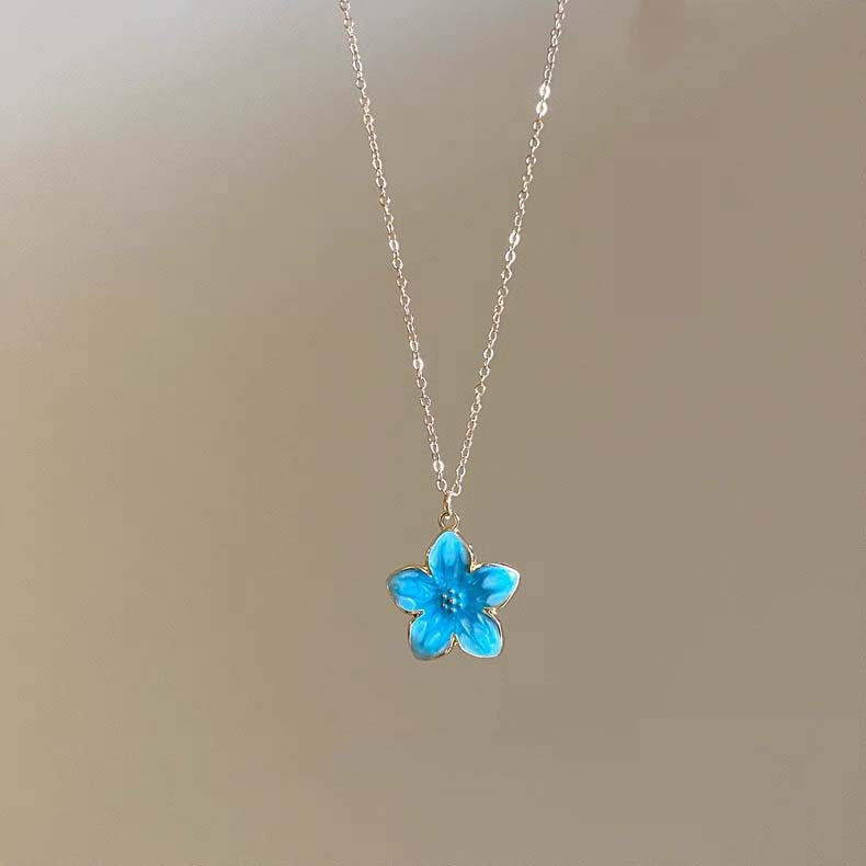 Wholesale Seaside Vacation Multi Layer Blue Flower Necklace Chic Fashion Accessory Gift Boutique Resale
