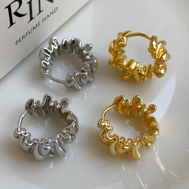 Wholesale Wavy Pleated Earrings Fashion Round Earrings Retro Vintage Earrings ACC-ES-DangKa002