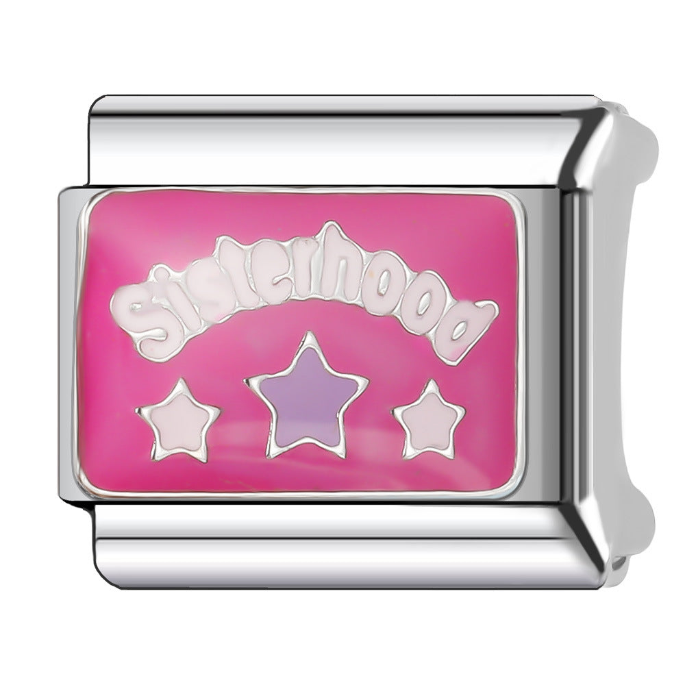 Wholesale Italian Charm Bracelet 9mm DIY Splicing Princess Couple Series Stainless Steel Composable Bracelet