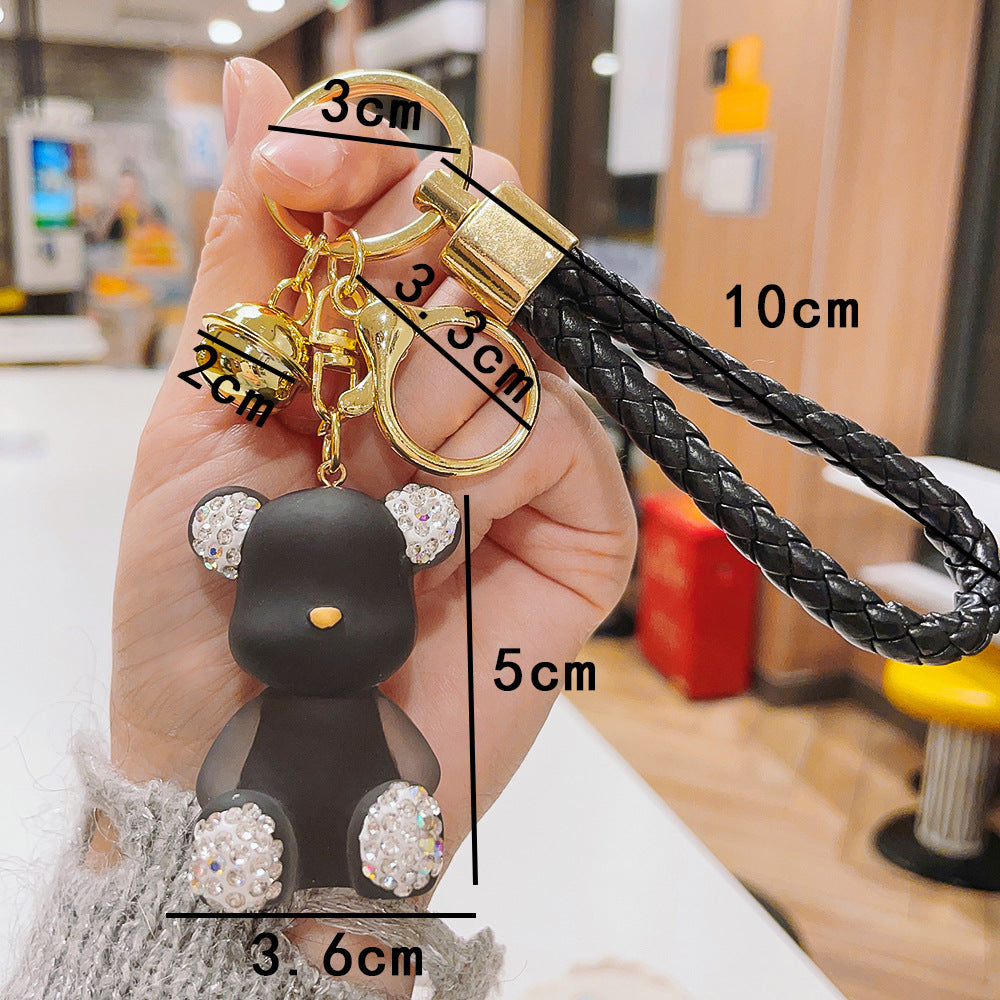 Wholesale Creative diamond doll jelly bear keychain exquisite car Diamond key chain