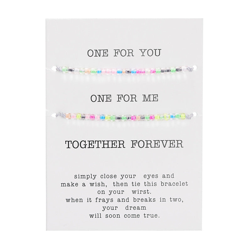 Wholesale 2 colorful luminous rice beads couple beaded bracelet